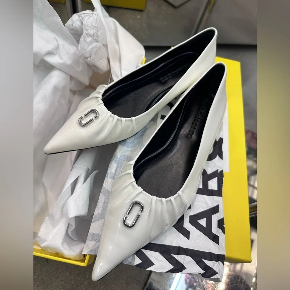 NIB! NEW! Marc Jacobs The Ali Ballerina Flat -Women White - Picture 2 of 8